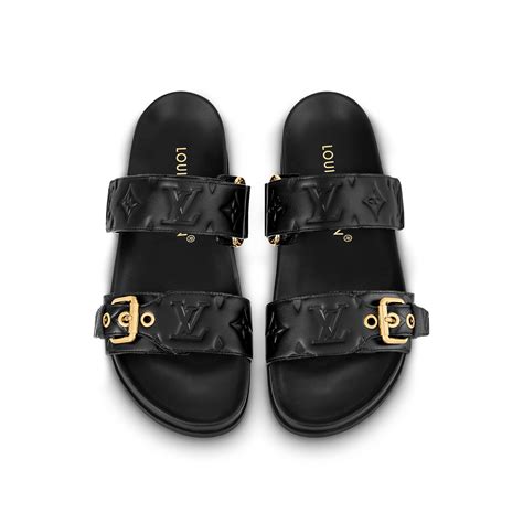 louis vuitton bom dia flat mule black|louis vuitton mules slides.